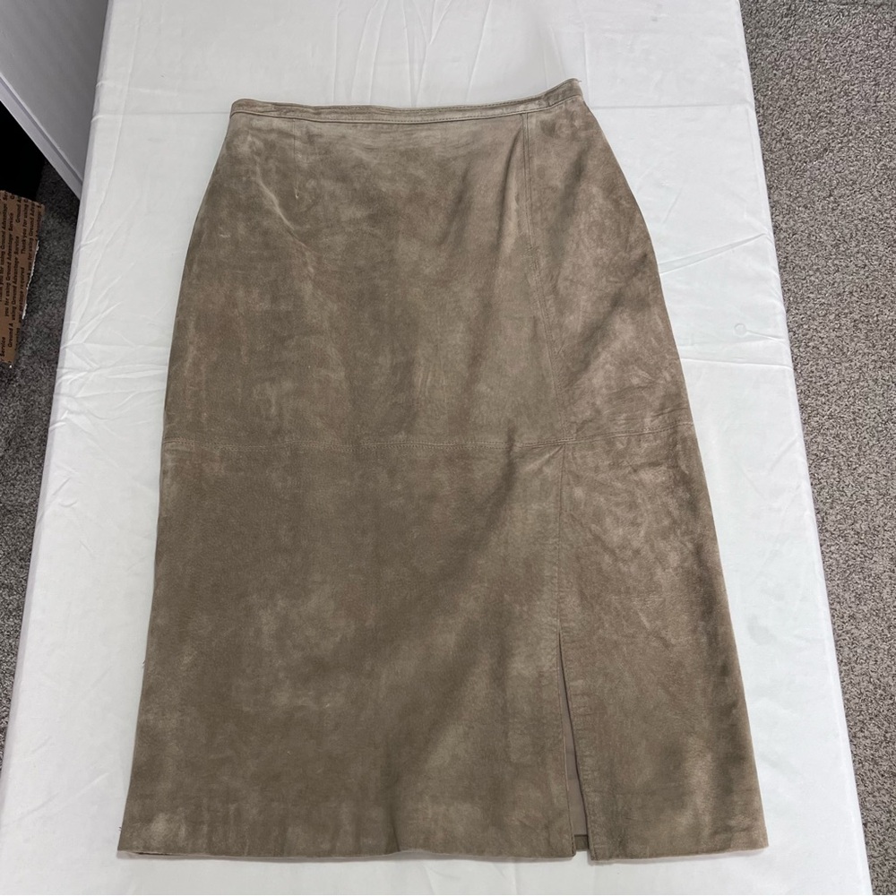 Susan Bristol Suede Midi Skirt - Taupe Brown‎